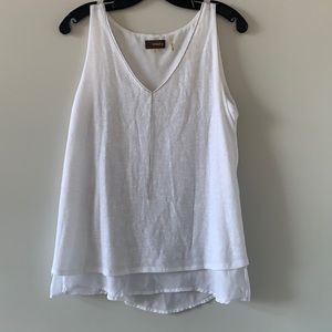 White tank with silver chain detail